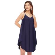 Moomaya Rayon Boho Omuz Askılı Yuvarlak Yaka Asimetrik Mavi Kadın Elbise
