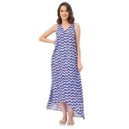 Moomaya Rayon Geometrik Trendy Mavi Kadın Elbise