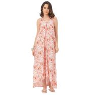 Moomaya Rayon Geometrik Trendy Mercan Kadın Elbise