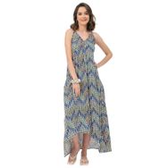 Moomaya Rayon Geometrik Trendy Yeşil Kadın Elbise
