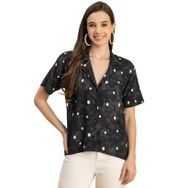 Moomaya Rayon Trendy Çentik Yaka Baskılı Gri Kadın Gömlek