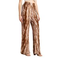 Moomaya Rayon Trendy Düz Bol Kesim Baskılı Kahverengi Kadın Pantolon