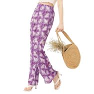 Moomaya Rayon Trendy Düz Bol Kesim Baskılı Lavanta Kadın Pantolon
