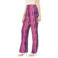 Moomaya Rayon Trendy Düz Bol Kesim Baskılı Mor Kadın Pantolon