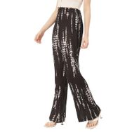 Moomaya Rayon Trendy Düz Bol Kesim Baskılı Siyah Kadın Pantolon