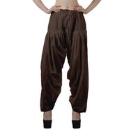 Moomaya Schiffli Detain Solid Punjabi Salwar Rahat Büzme İpli Bel Pamuk Çikolata Kahverengi Yoga Kadın Pantolon