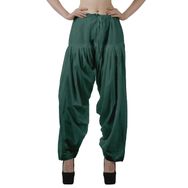 Moomaya Schiffli Detain Solid Punjabi Salwar Rahat Büzme İpli Bel Pamuk Koyu Cam Göbeği Yeşili Yoga Kadın Pantolon