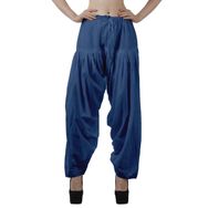 Moomaya Schiffli Detain Solid Punjabi Salwar Rahat Büzme İpli Bel Pamuk Mavi Yoga Kadın Pantolon