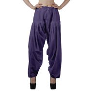 Moomaya Schiffli Detain Solid Punjabi Salwar Rahat Büzme İpli Bel Pamuk Mor Yoga Kadın Pantolon