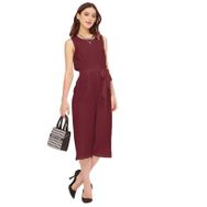 Moomaya Solid Georgette Normal Kesim Kestane Kadın Tulum