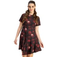 Moomaya Trendy Asimetrik Baskılı Kırmızı Günlük Kadın Elbise