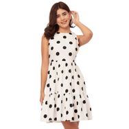 Moomaya Trendy Baskılı Pamuk Kolsuz Katmanlı Sundress Beyaz Kadın Elbise