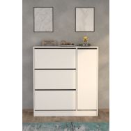 Moonlife Dolaplı Beyaz Milano 3 Kapaklı Kayar Raflı Ayakkabılık