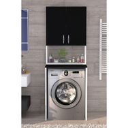 Moonlife Siyah Üst Dolaplı Çok Amaçlı Çamaşır Makinesi Dolabı