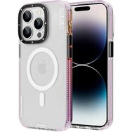 More TR Apple iPhone 14 Pro Max Magsafe Şarj Özellikli Youngkit Jane Sand Serisi Pembe Kapak Kılıf