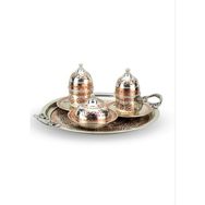 Morya İçi Kalay Kaplı 2 Kişilik İşlemeli Bakır Kahve Takımı