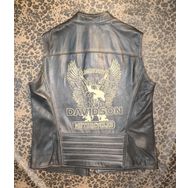Motorcu Motosiklet Deri Yelek, Eskitme Model, Koyun Derisi, Fermuarlı (Siyah-Eskitme, 6XL)