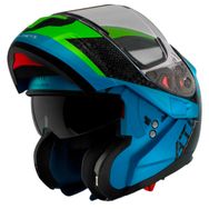 MT Atom Sv Adventure A7 Çene Açılır Mavi Yeşil Siyah Motosiklet Kaskı