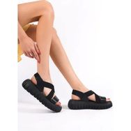 Mubiano 733-S Siyah Kalın Tırtık Tabanlı Platform Kadın Sandalet