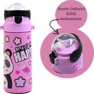 Muggle MT-2635 550 ml Panda Desenli Pipetli Çelik Matara