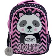 Muggle MU-8652 2 Bölmeli Panda Siyah Okul Sırt Çantası