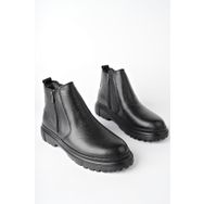 Muggo İcardi Siyah Deri Fermuarlı İçi Kürklü Eva Taban Kışlık Erkek Bot