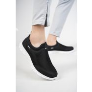 Muggo Star Siyah-Beyaz Ortopedik Bağcıksız Unisex Spor Ayakkabı