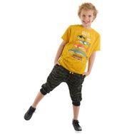 Mushi Big Whales Hardal Erkek Çocuk T-shirt Kapri Şort Takım