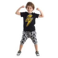 Mushi Cesur Ol Siyah Gri Erkek Çocuk T-shirt Kapri Takım