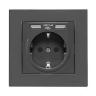 Mutlusan Rita Füme 2'li Usb Topraklı Priz