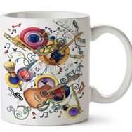 Müzik Enstrüman Music Gitar Darbuka Klarnet Baskılı Kupa