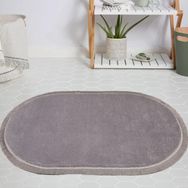 My Evilla Modern Dekoratif Jel Kaymaz Taban Peluş Gri Saçaklı Oval Halı