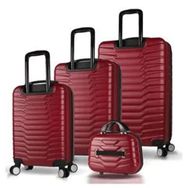 My Valice Croc Bordo ABS Kabin Orta Büyük ve Makyaj Boy 4'lü Travel Valiz Seti