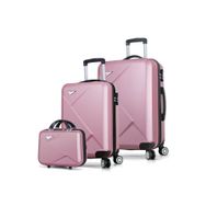 My Valice MV8367 Diamond Abs Kabin Orta Ve Makyaj Boy Rose Gold 3'lü Valiz Seti