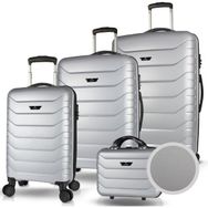 My Valice Solid PP Gümüş Gri Polipropilen Kabin Orta Büyük ve Makyaj Boy 4'lü Kırılmaz Travel Valiz Seti