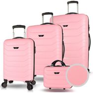 My Valice Solid PP Toz Pembe Polipropilen Kabin Orta Büyük ve Makyaj Boy 4'lü Kırılmaz Travel Valiz Seti