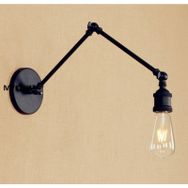 Mylights Retro Rustik Mat Siyah Metal Akrobat Okuma Lambası Aplik
