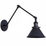 Mylights Retro Rustik Mat Siyah Üç Mafsalı Akrobat Duvar Lambası Aplik