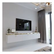 Myniture Home & Living G6117-1 Duvara Monte Gold Üçgen Kulp Beyaz Tv Ünitesi