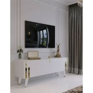 Myniture Home & Living G6302-1 Beyaz Gold Minifiks Bağlantı Dişaridan Vida Gözükmez 120 cm Tv Sehpası