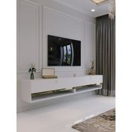 Myniture Home & Living Q6301-1 Beyaz Gold Duvara Monte Tv Sehpası