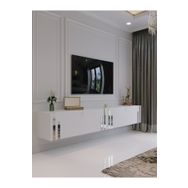 Myniture Home & Living S6300-1 Beyaz Gümüş Duvara Monte Tv Sehpası