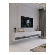 Myniture Home & Living S6301-1 Beyaz Gümüş Duvara Monte Tv Sehpası