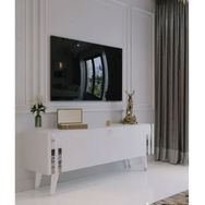 Myniture Home & Living S6302-1 Beyaz Gümüş Minifiks Bağlantı 120 cm Tv Sehpası