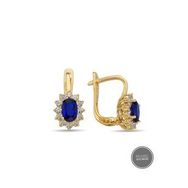 MYOROGOLD 14 Ayar Oval Taşlı Lacivert Altın Küpe