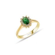 MYOROGOLD 14 Ayar Oval Yeşil Taşlı Altın Yüzük