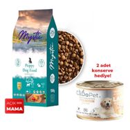 Mystic Kuzulu ve Pirinçli Düşük Tahıllı 1 kg Açık Yavru Köpek Maması + CadoPet Kuzu Etli 2x200 gr Yavru Köpek Konservesi