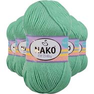 Nako 10001 Elite Baby 5 Adet Siyam Yeşili El Örgü İpi Tüylenmeyen Bebek Yünü