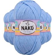 Nako 10305 Elite Baby 5 Adet Mavi El Örgü İpi Tüylenmeyen Bebek Yünü
