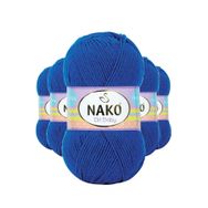 Nako 10346 Elite Baby 5 Adet Saks Mavi El Örgü İpi Tüylenmeyen Bebek Yünü